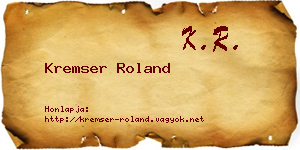 Kremser Roland névjegykártya